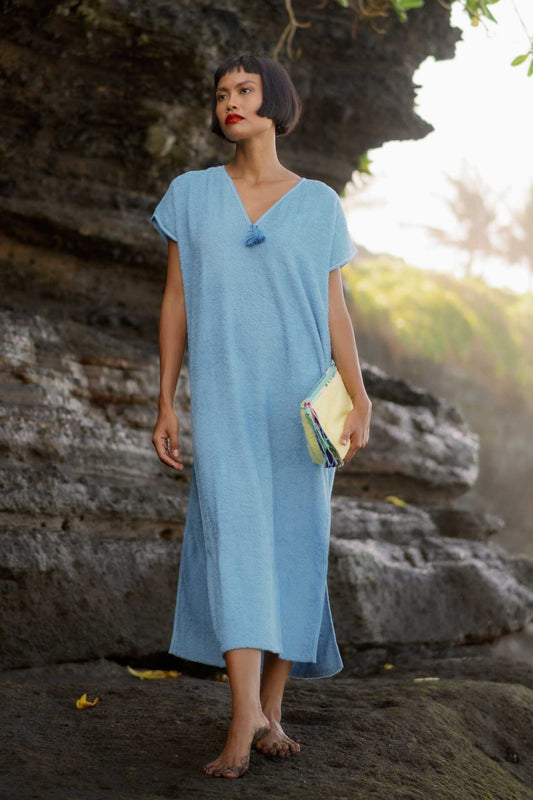 Gemulai Djellaba Terry Cloth  Aigue - Marine