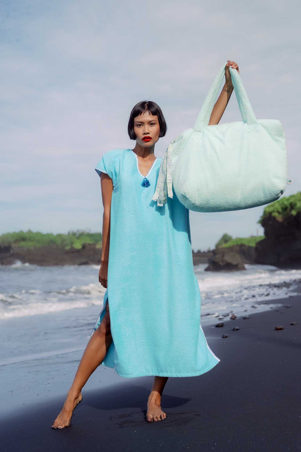 Gemulai Terry Cloth Djellaba Turquoise