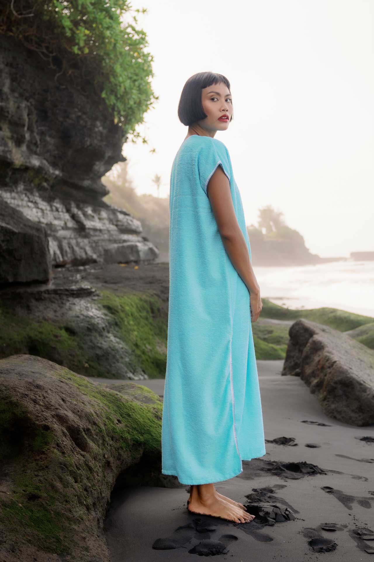 Gemulai Terry Cloth Djellaba Turquoise