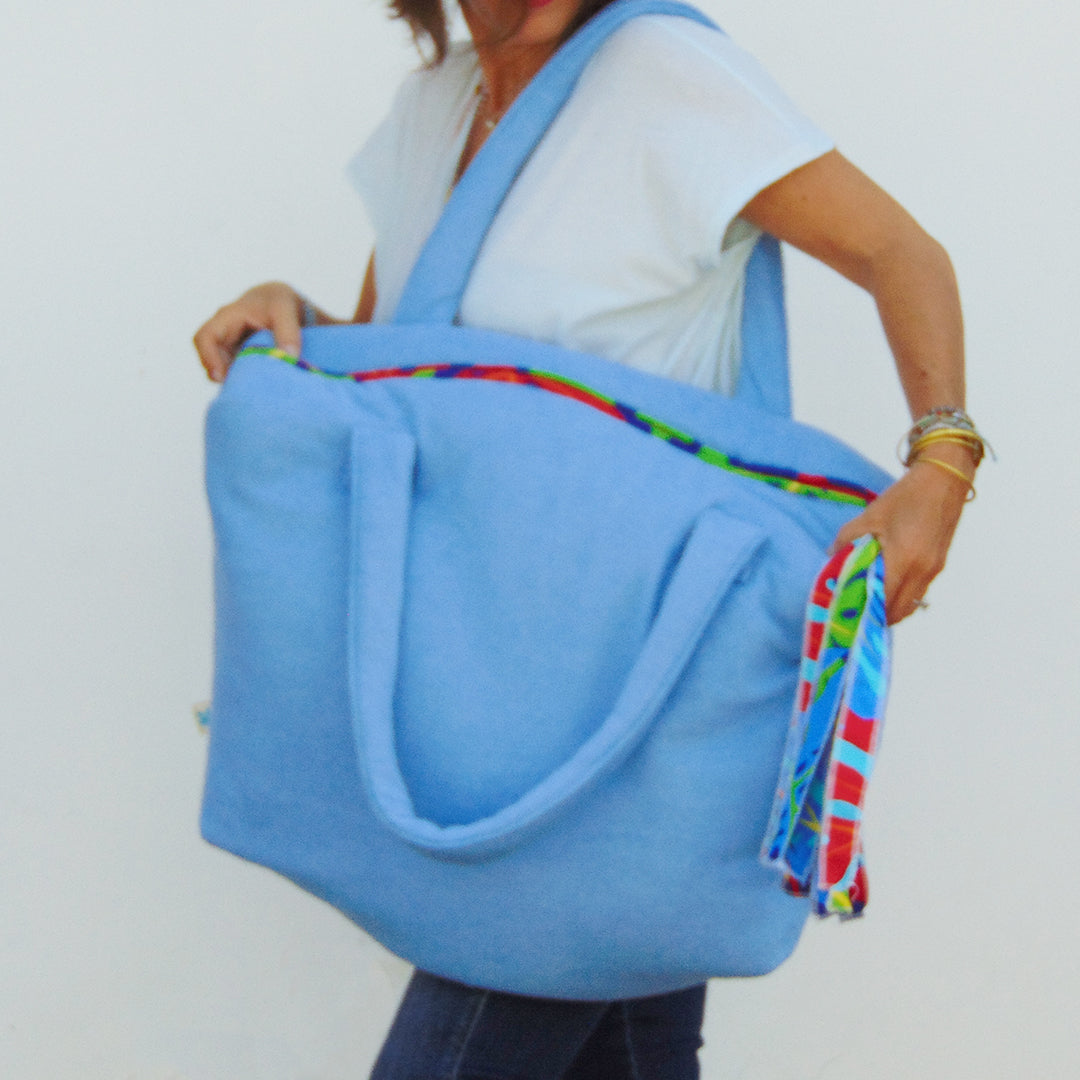 Lambai Beach Bag Aigue Marine LAMBAGOSAIM original paintings