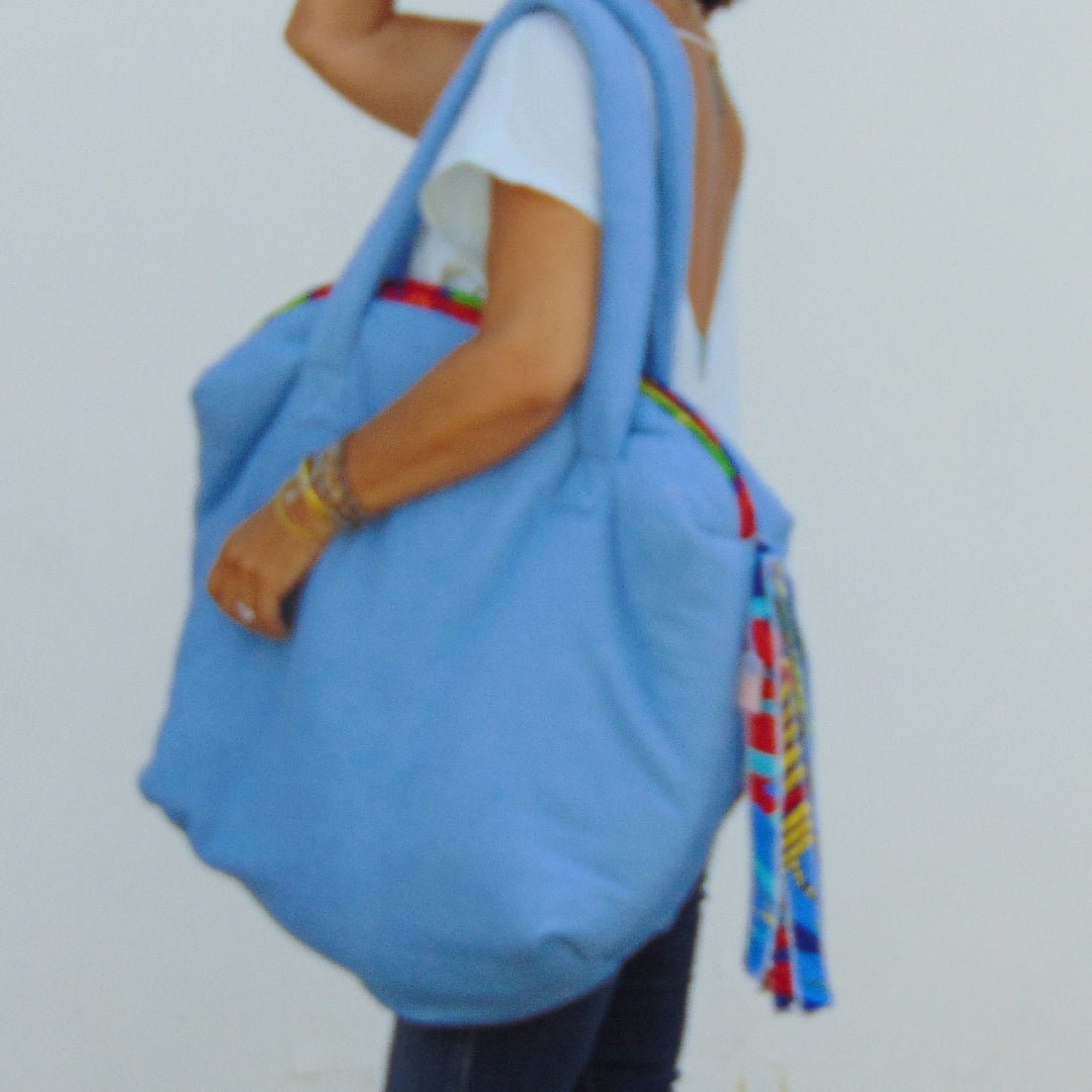Lambai Beach Bag Aigue Marine LAMBAGOSAIM original paintings