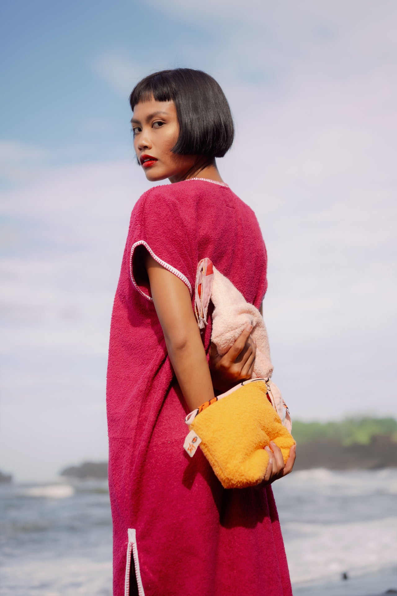 Gemulai Terry Cloth Djellaba Dragonfruit