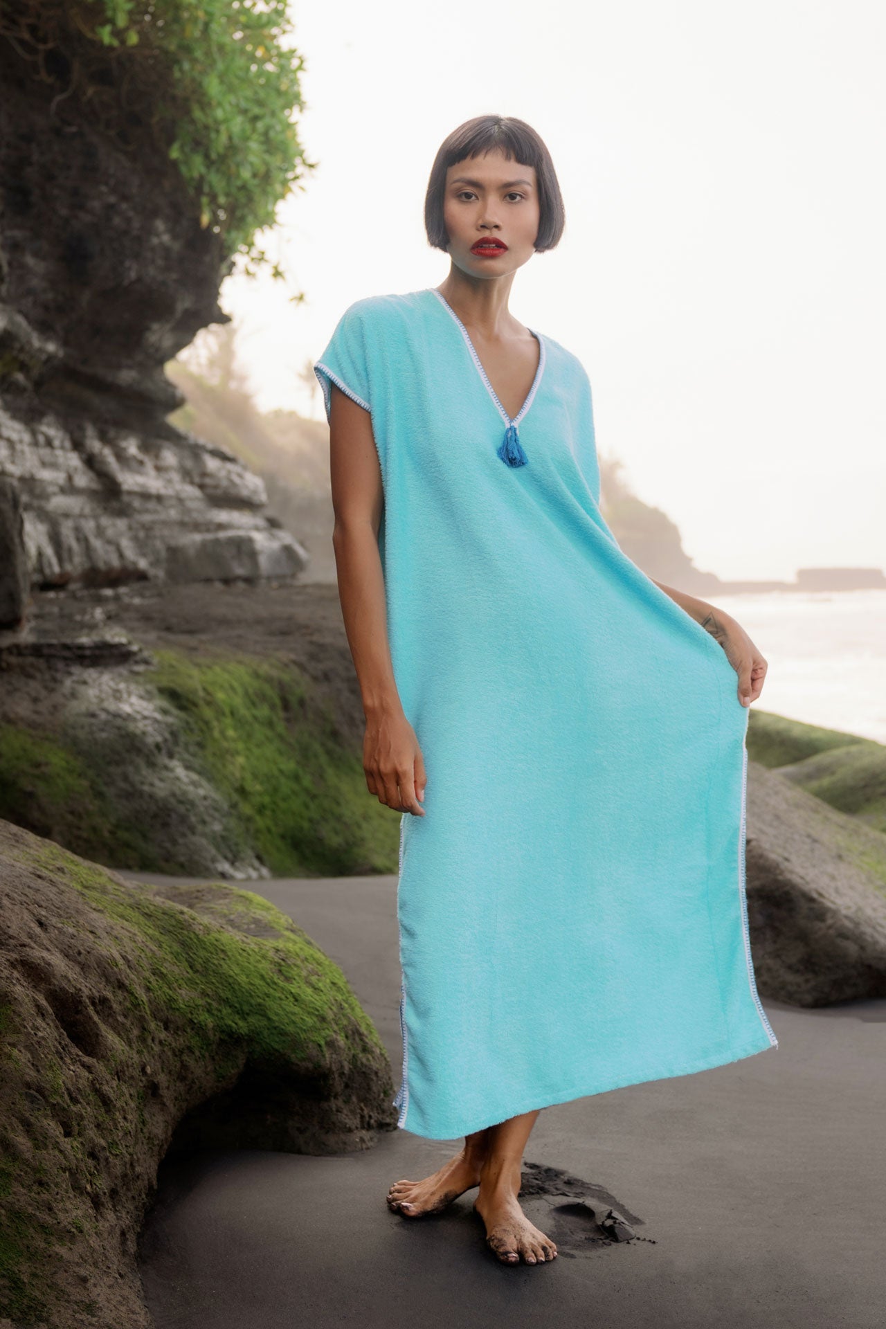 Gemulai Terry Cloth Djellaba Turquoise