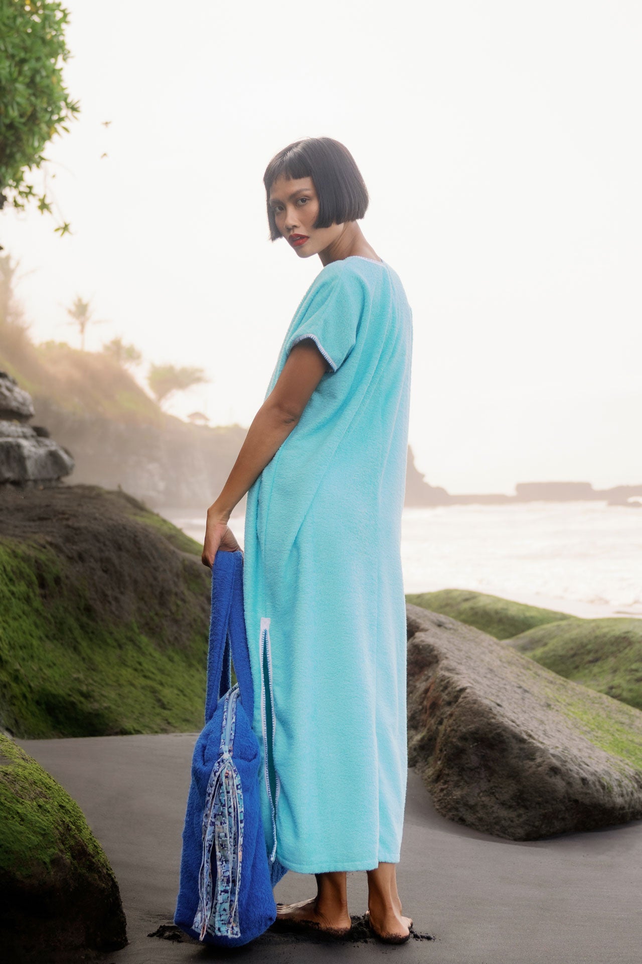 Gemulai Terry Cloth Djellaba Turquoise